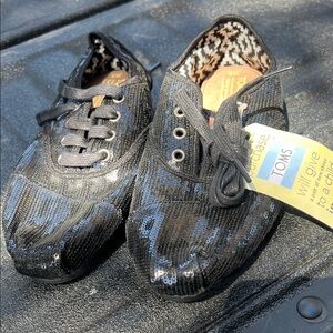 TOMS Shiny Black Sequin Shoes